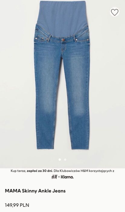 Spodnie ciążowe H&M Mama Skinny Angle Jeans XL 42