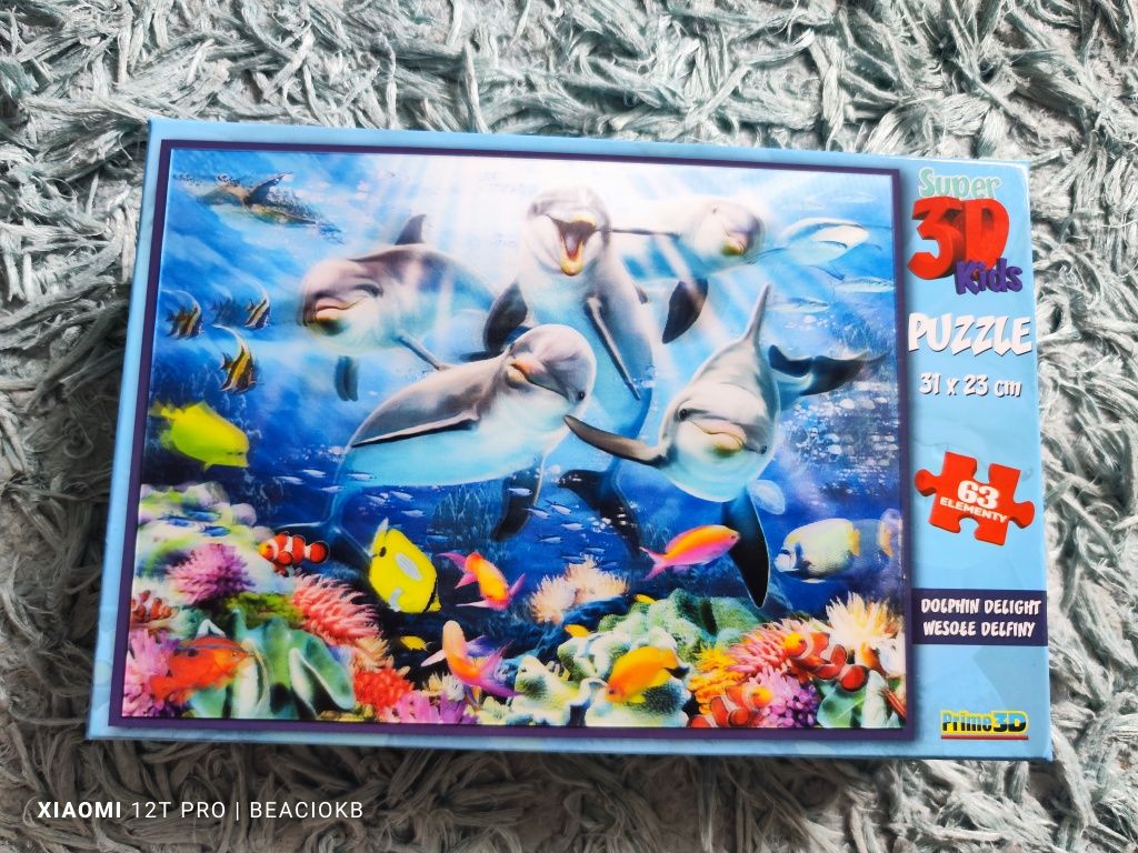 Puzzle 3D DELFINY, 63 elementy.