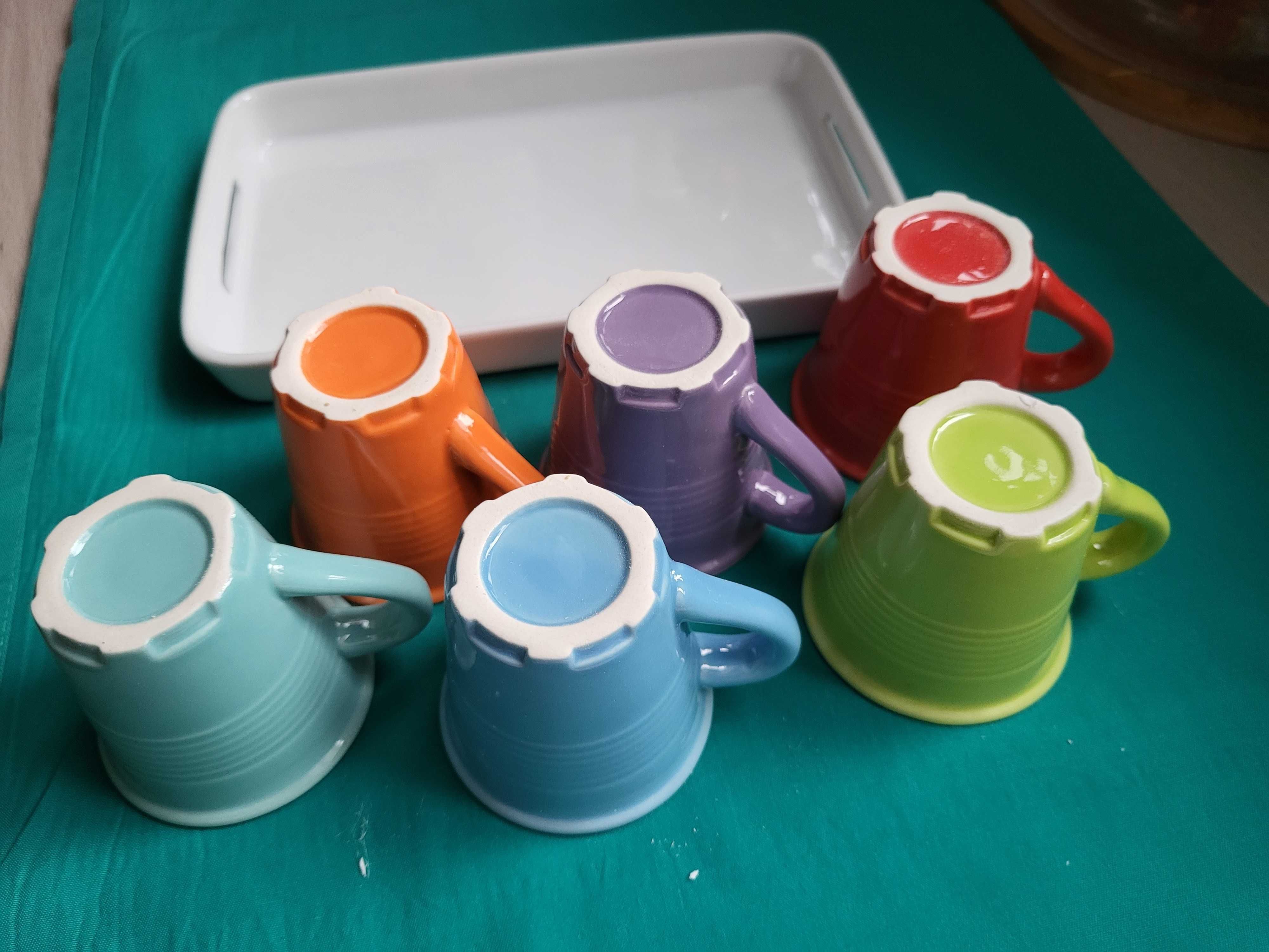 Multicolor Espresso Cups zestaw 6 kubeczków do kawy Rainbow + tacka