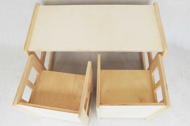 Stolik z krzesełkami dla dzieci 2w1 Montessori. Eko produkt