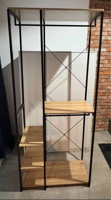 Regał loft / otwarta szafa – metal + drewno