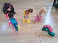 Zestaw lalki i akcesoria, krzesła rowerek, buda, monster high, barbie