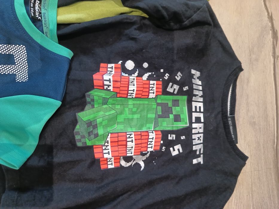 Zestaw ubrań dla chłopca 116, koszule h&m, bluza Minecraft
