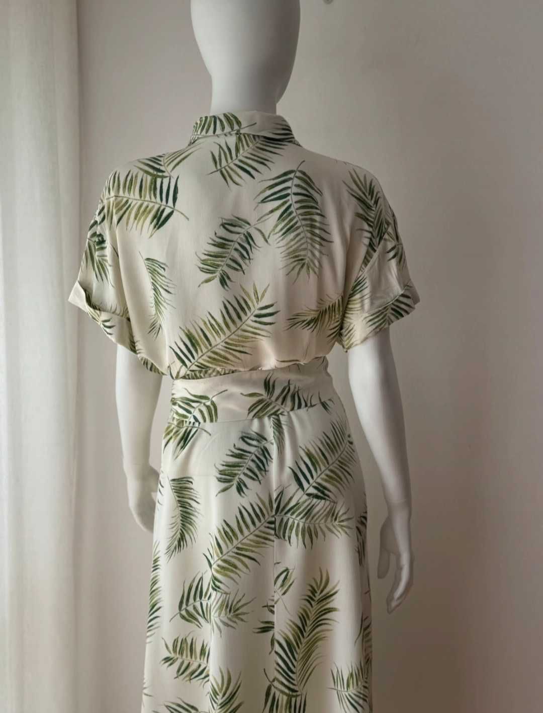 H&M długa maxi MIDI sukienka z wiskozy z paskiem L