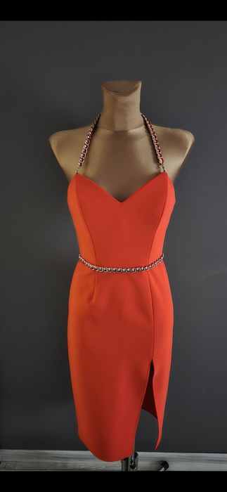 Sukienka ekskluzywna z jedwabną apaszką. Elisabetta Franchi rozmiar wł