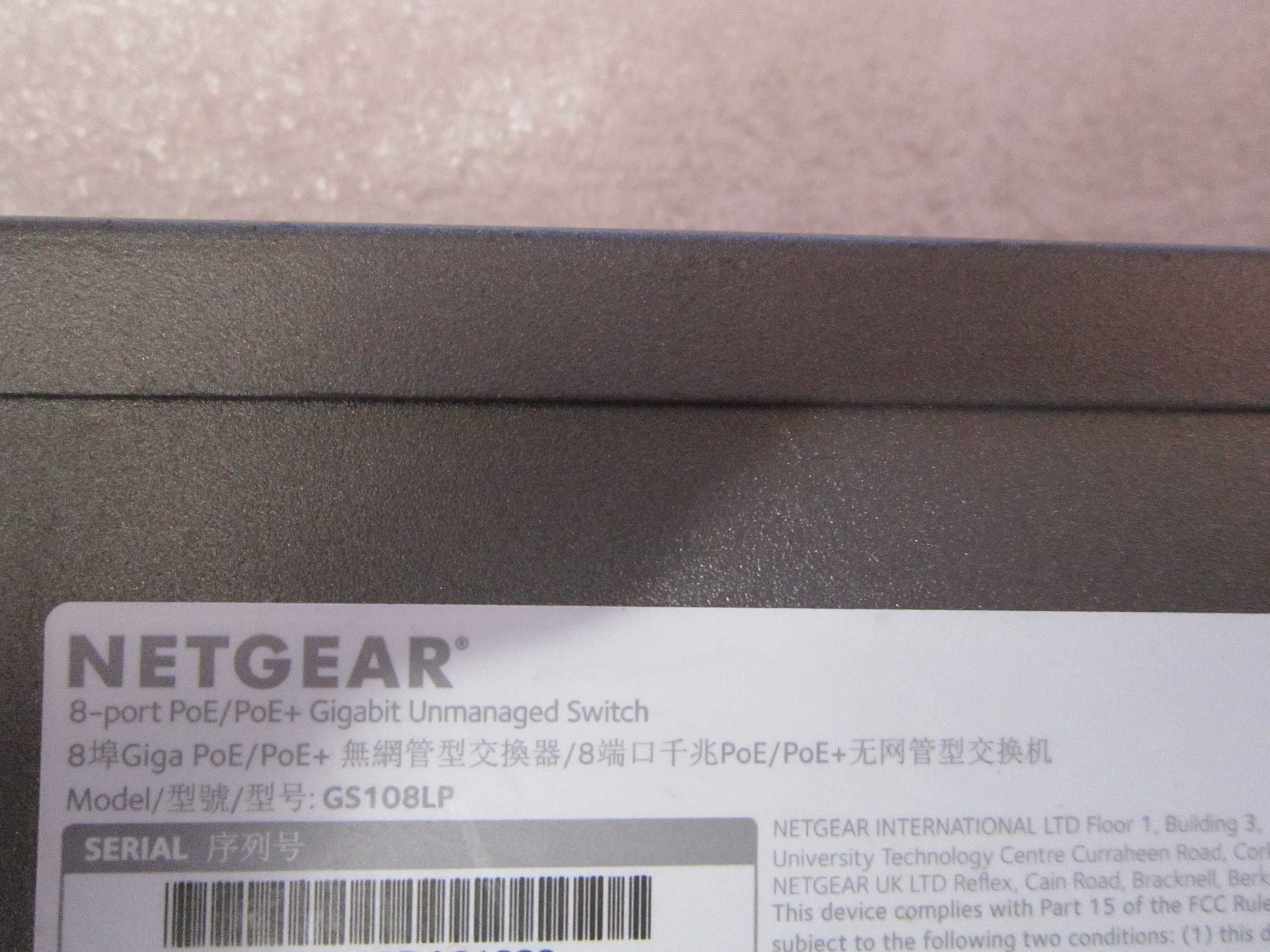 Switch Netgear GS108LP sprawny bez zasilacza 54V