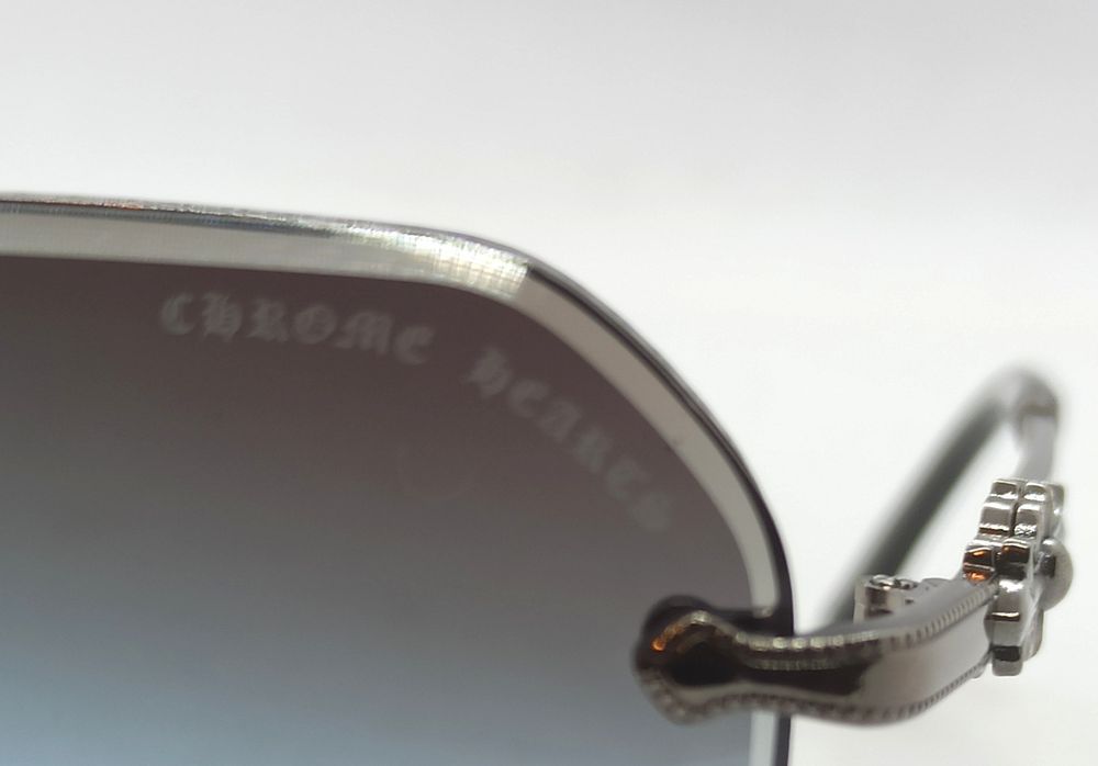 Chrome Hearts очки мужские серо голубой градиент в серебристом металле