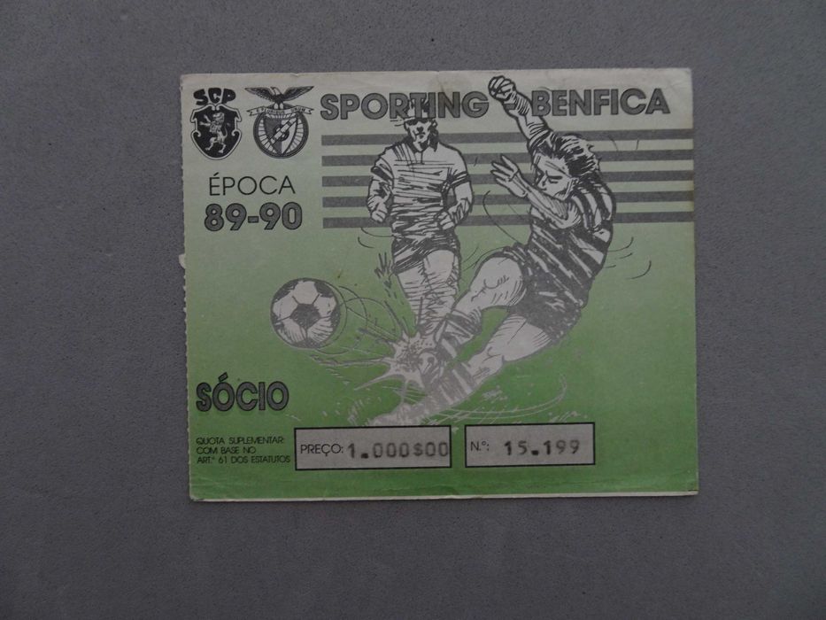 Bilhete futebol Sporting Benfica Época 89/90