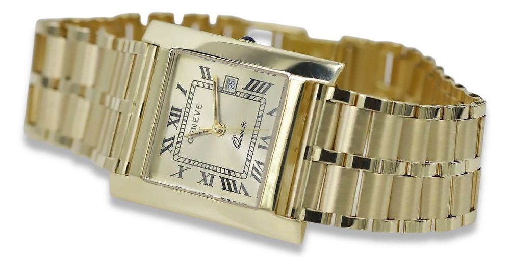 Złoty zegarek 14k 585 z bransoletą męski Geneve mw009y&mbw007y K