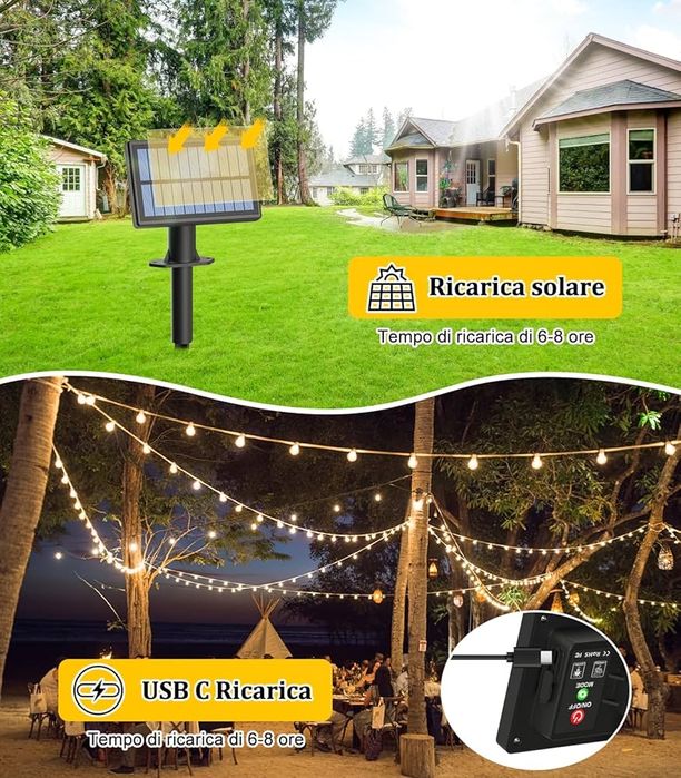 Ретро гірлянди 15 м на сонячній батареі з дистанційним керуванням