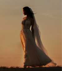 Suknia ślubna Ecru Bellisima 2022 XS 158cm z motywem liści