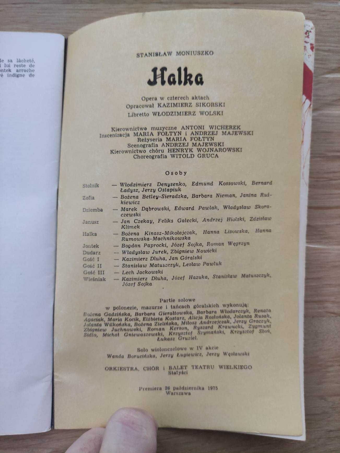 Informator Teatr Wielki - Halka -1975