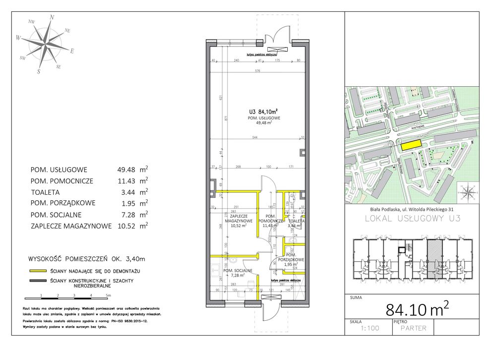 Do wynajęcia Lokal usługowy 84m2 - ul. Pileckiego 31
