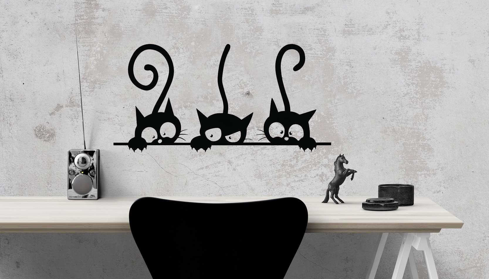 Naklejki Na Ścianę Ciekawskie Kotki Koty Do Pokoju Dziecka Rozmiar M