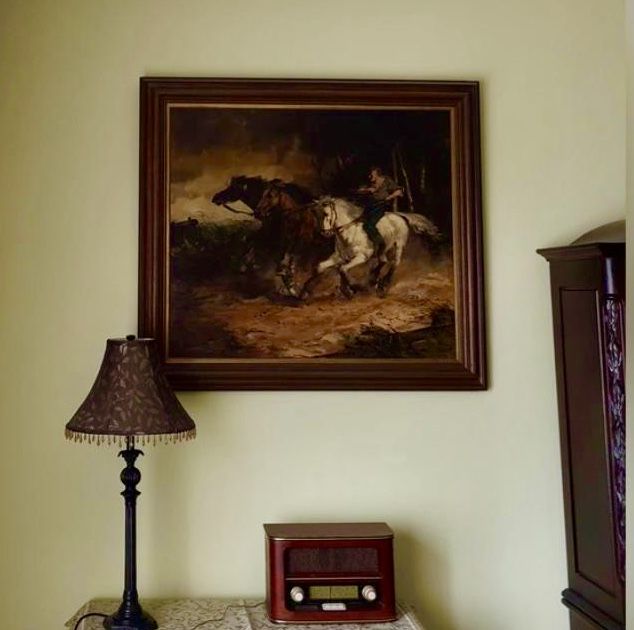 Obraz olejny „konie uciekajace z pozaru” Gerhard Dickmeis rzadkość!