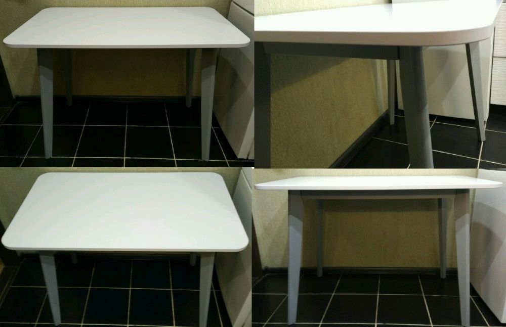 СТОЛ БЕЛЫЙ Мягкий Квадрат с Закругленными Углами Кухонный Обеденный