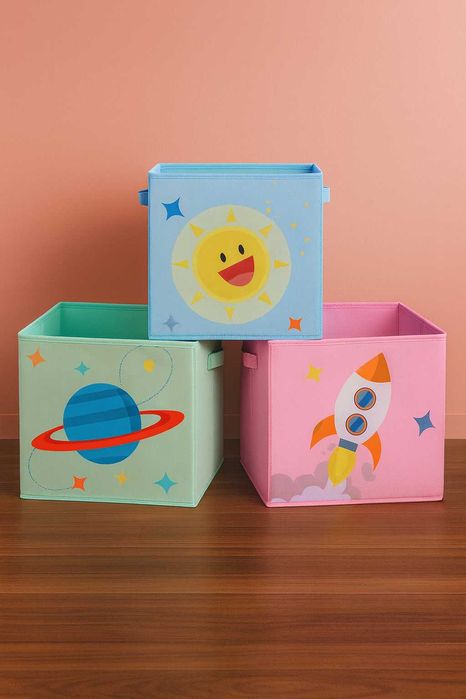 Zestaw 3 pudełka do przechowywania zabawek organizery dla dzieci