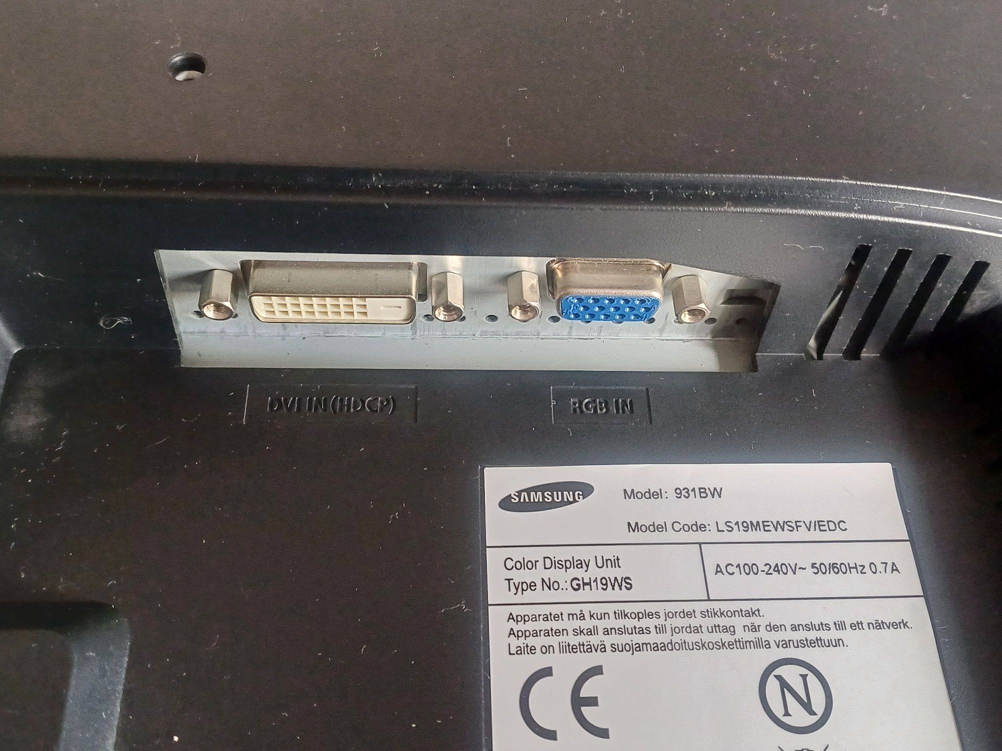 Monitor Samsung 931BW 19" LCD