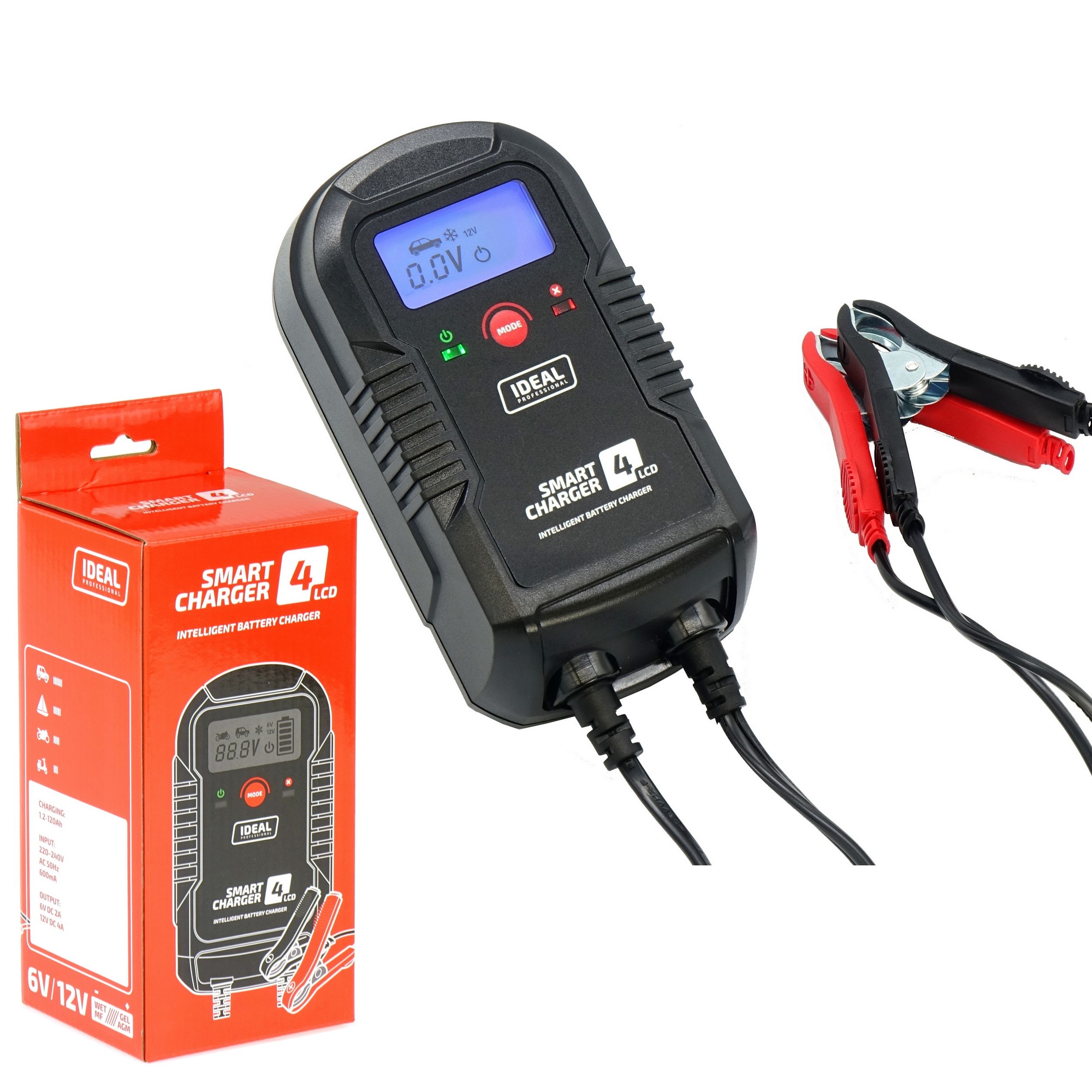 prostownik automatyczny smart charger lcd 4 6/12v 4a agm gel efb wet