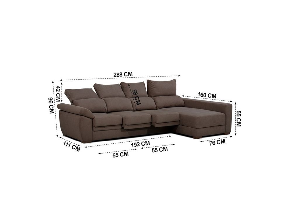 Chaise longue 4 lugares castanho
