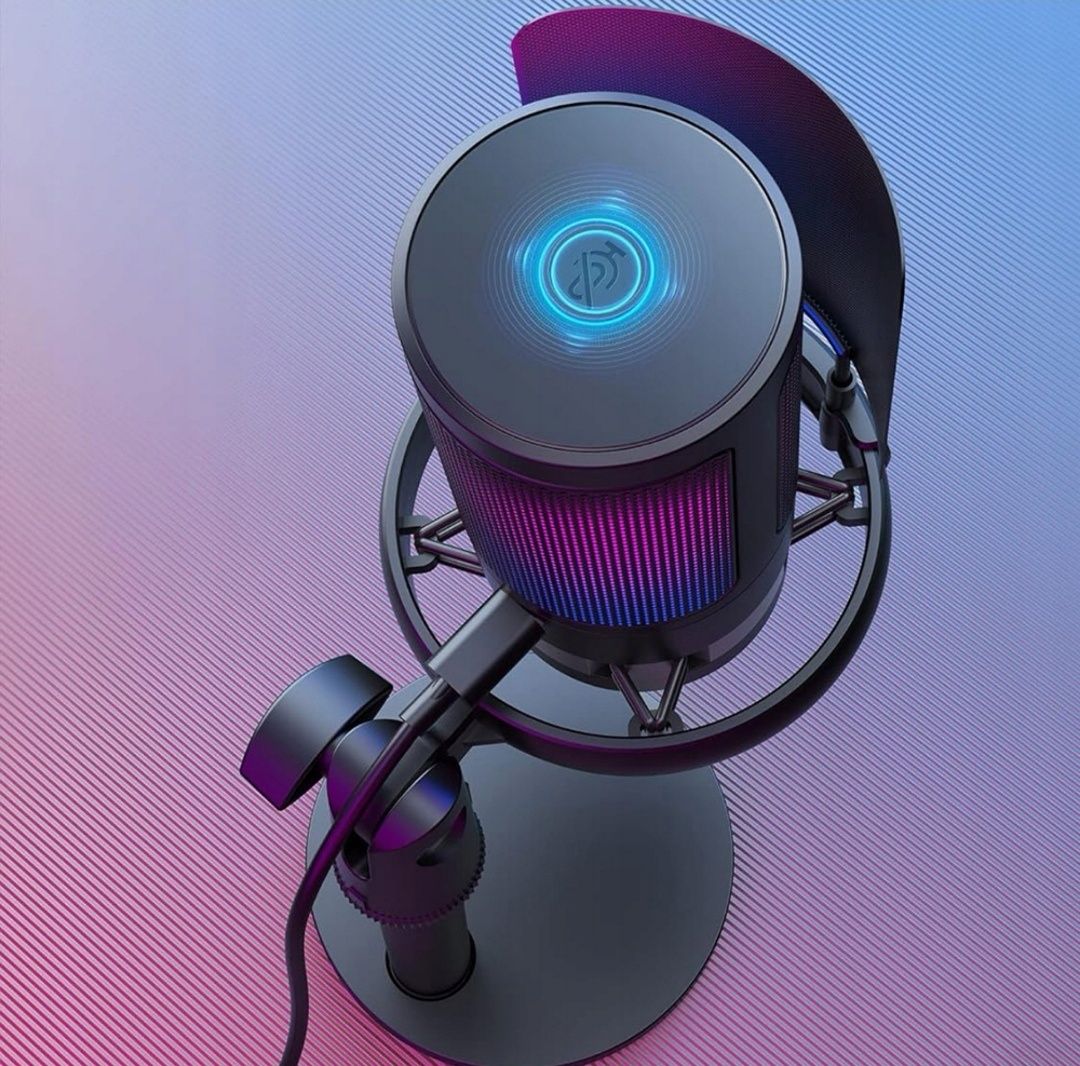 Przewodowy mikrofon  RGB Przycisk Wyciszania Złącze Słuchawkowe 3.5MM