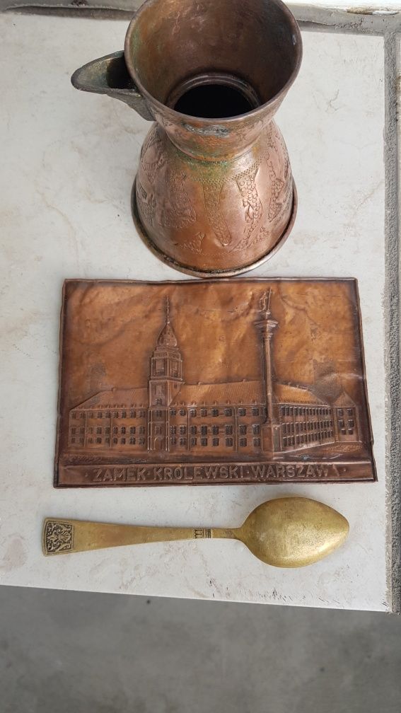 Mosiężny miedziany dzbanek zestaw