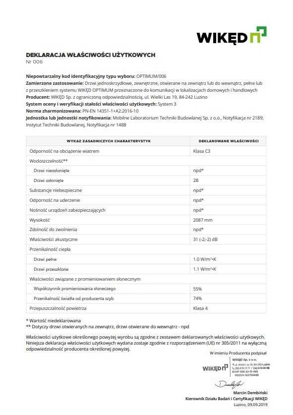 Powystawowe drzwi zewnętrzne WIKĘD OPTIMUM zielone czarne LEWE Faktura