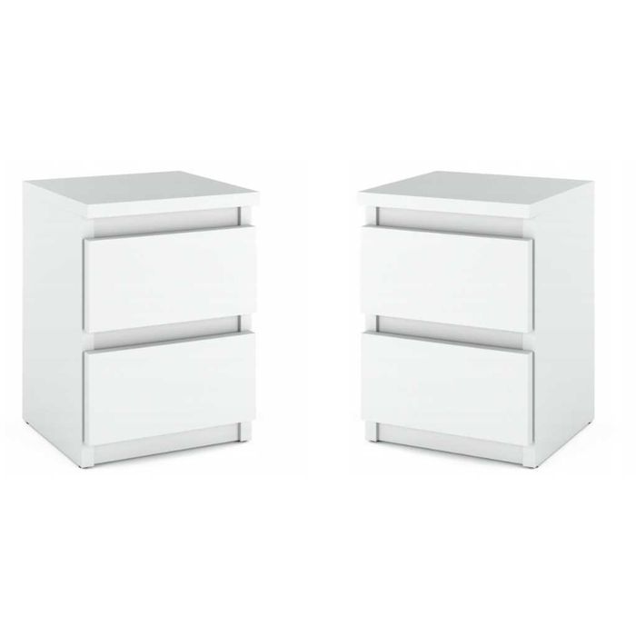 Szafka nocna LOFT BIAŁA 30 cm – wąski stolik nocny z 2 szufladami