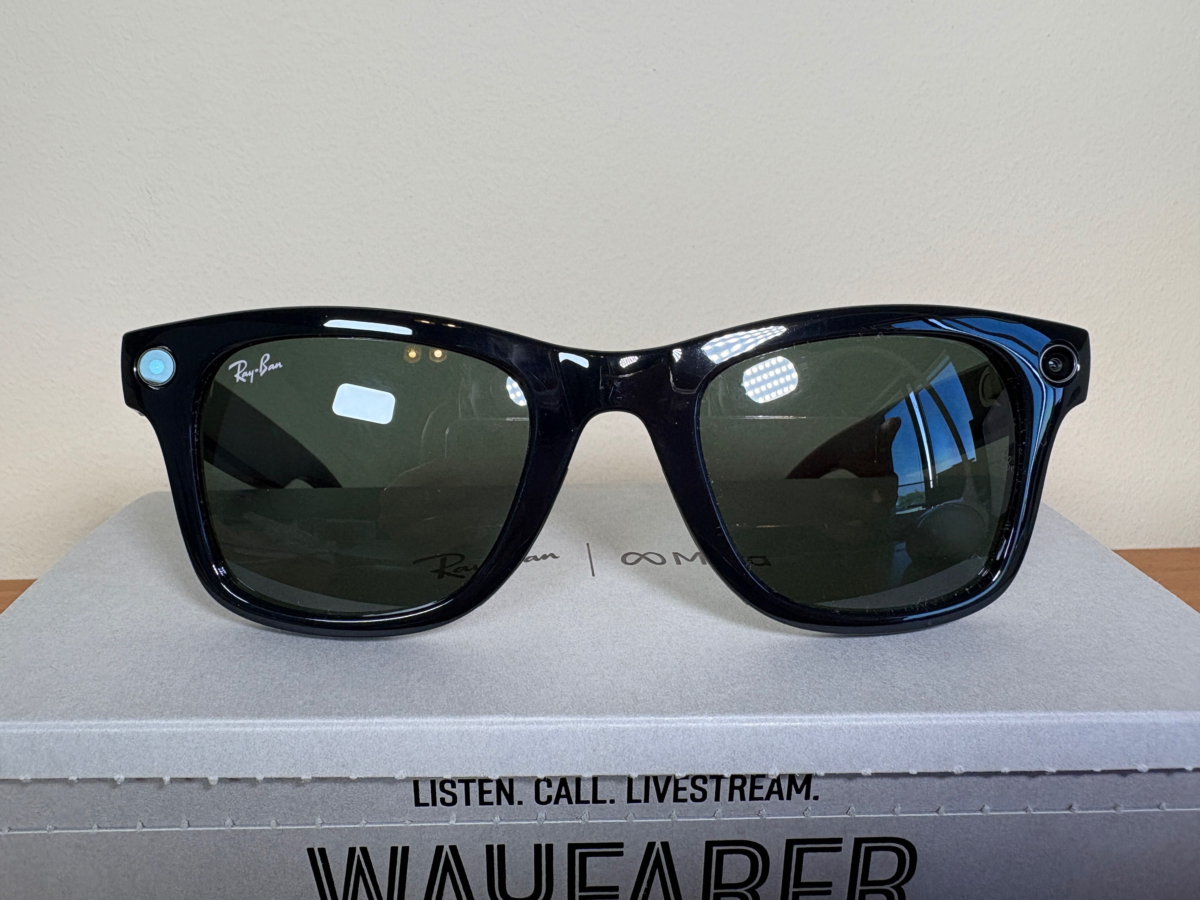 Ray Ban Meta Wayfarer Shiny Black G15 Green S50