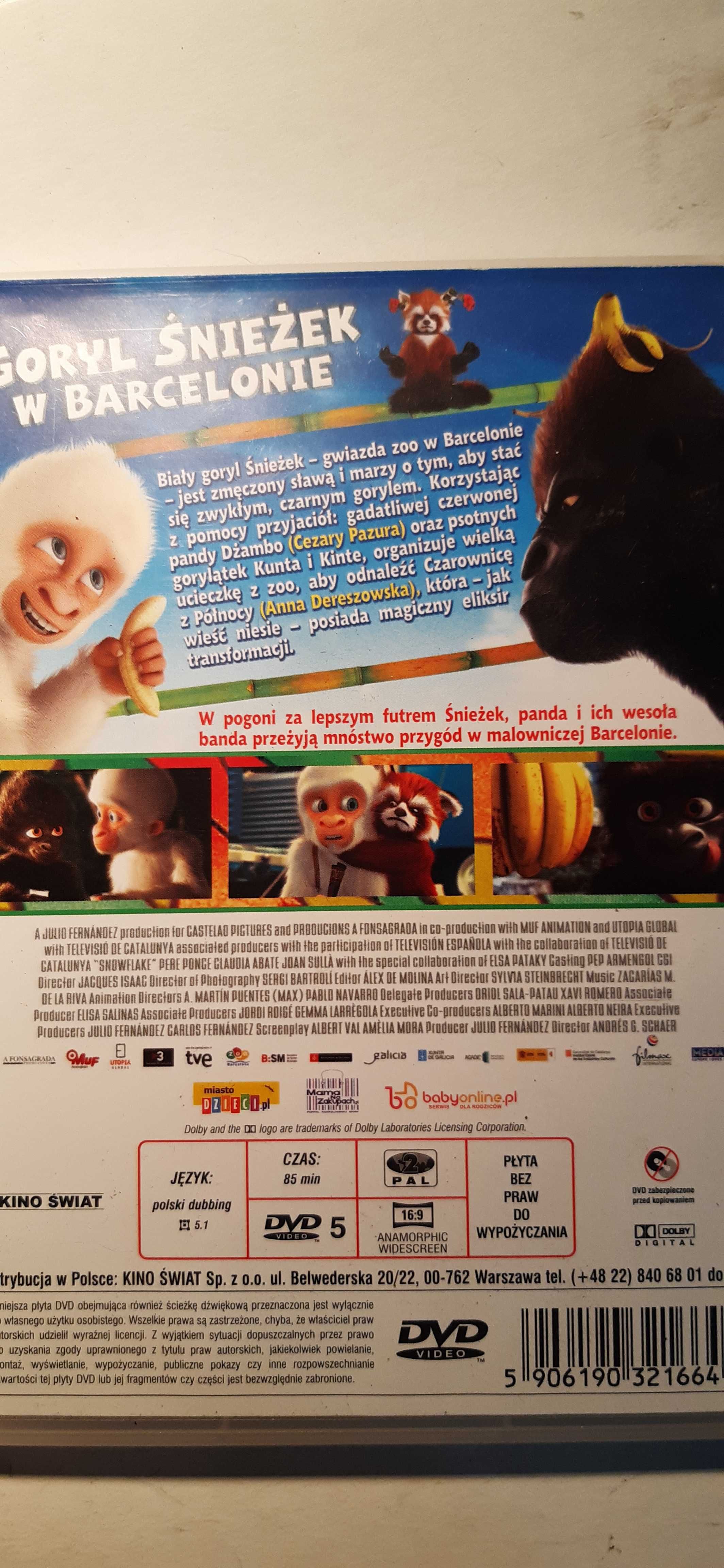 bajka dvd goryl śnieżek w barcelonie