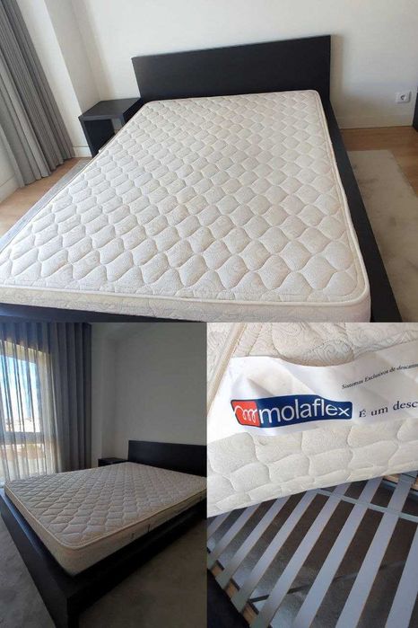 Vendo cama de casal MALM (IKEA), com colchão, cor preta.