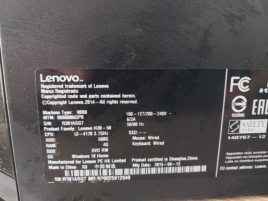 Kompletny zestaw komputerowy lenovo i3-4170.