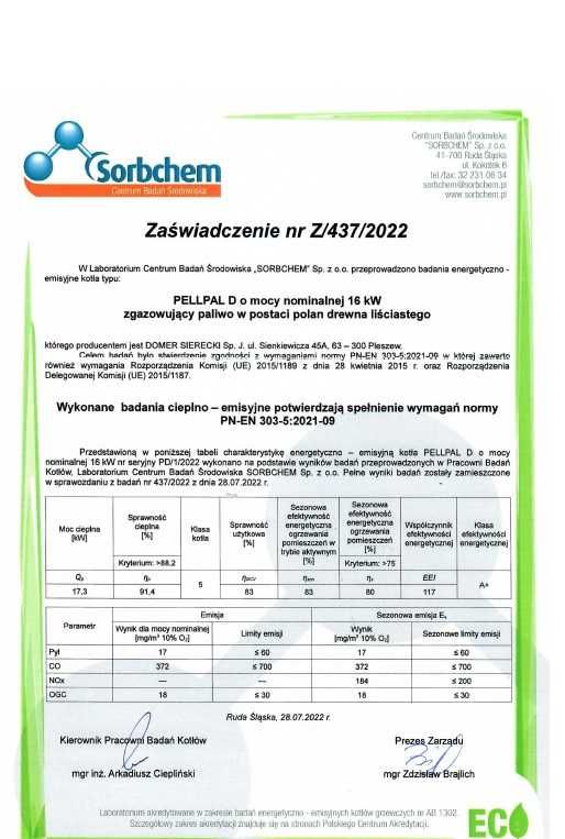 Kocioł na drewno PELLPAL D 16KW 100-160m2 5klasa