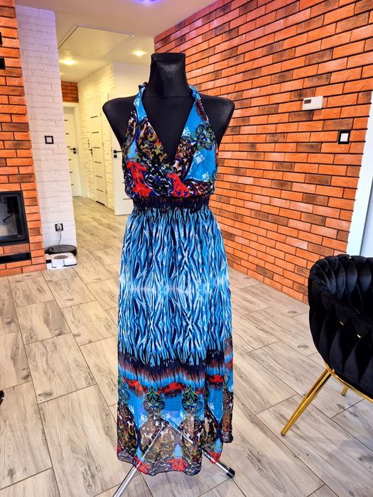 Letnia kolorowa sukienka maxi S/M