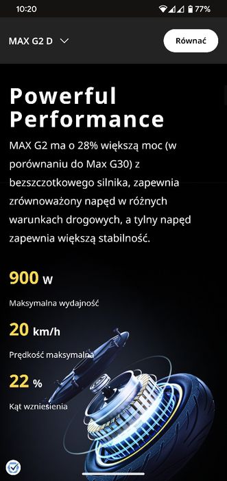 Ninebot G2 MAX 70km amortyzacja
