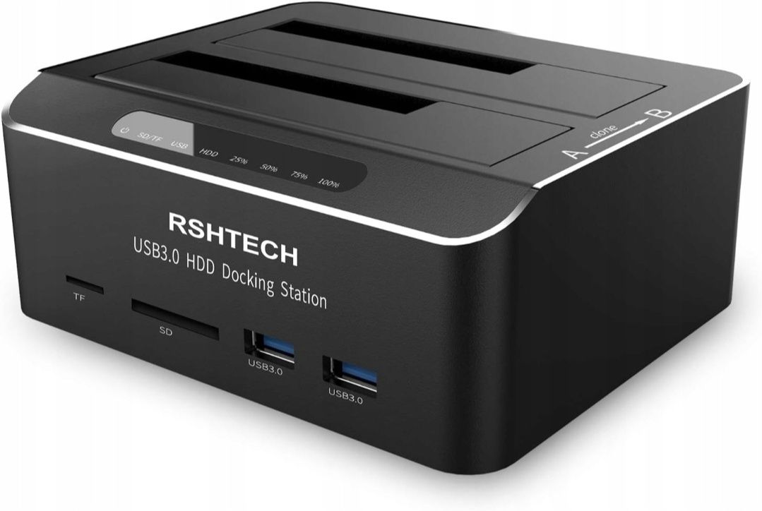 Stacja dokująca RSHTECH USB 3.0 SATA 2.5 i 3.5 HDD SSD SD TF klonowani