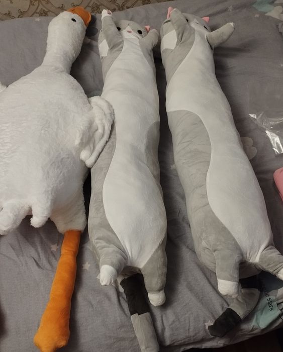 Мягкая игрушка подушка обнимашка длинный кот батон 110 см