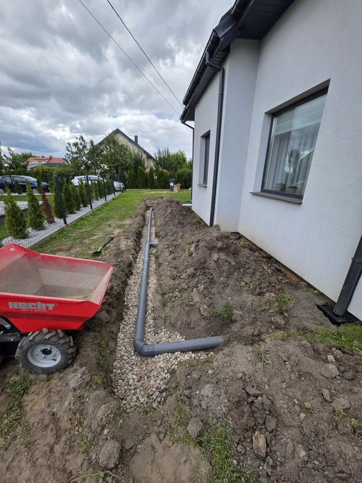 Drenaż Odwodnienie, minikoparka, rura drenarska, szambo ekologiczne