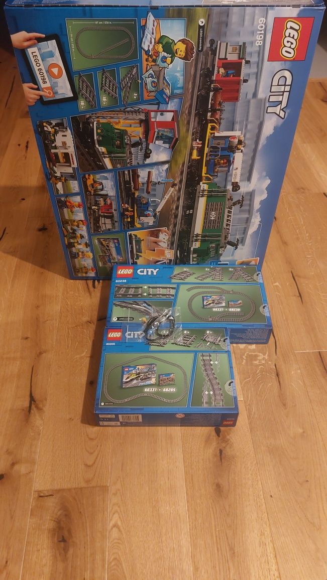 4w1 XXL lego city pociąg 60198+tory60205+zwrotnice 60238+lampki 88005