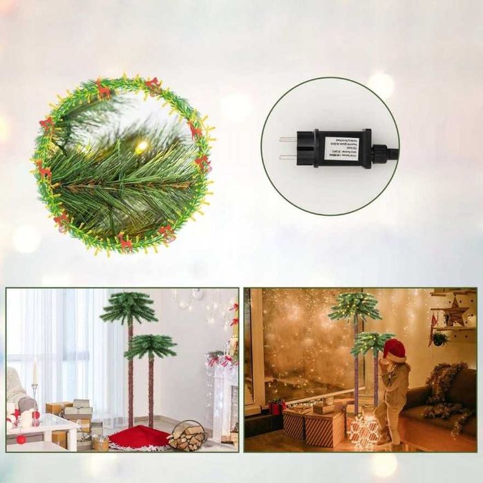 Nowa Choinka Świąteczna 150cm ZESTAW 2 SZT. Drzewko Palma LED / ozdoba