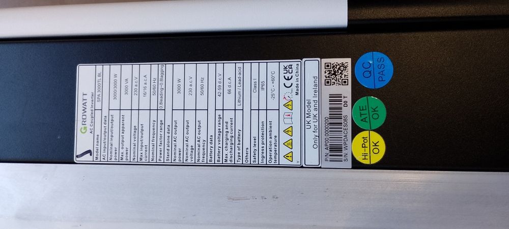 Growatt ac coupled inverter SPA3000TL BL