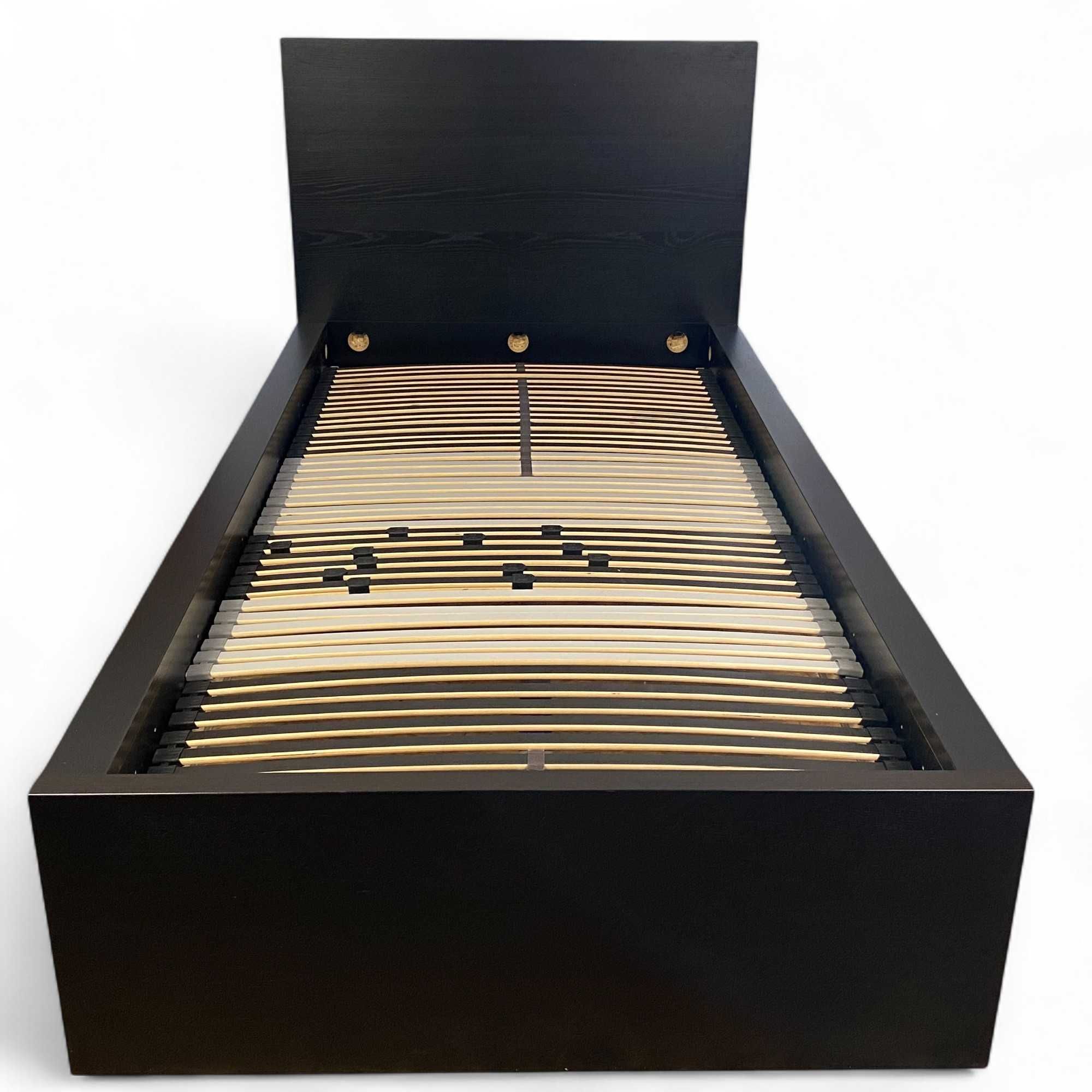 Łóżko IKEA Malm 90x200 cm z regulowanym stelażem, czarne