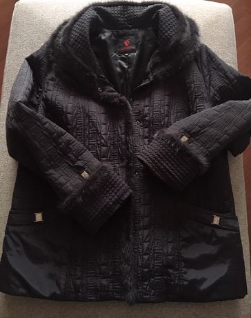 СКИДКА! Темно фиолетовая утепленная куртка отделка норка 52-54 р