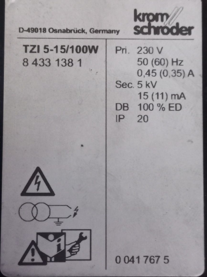 Трансформатор розжига TZI 5-15/100W