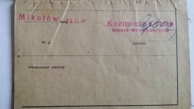 Unikat...Dowód Tożsamości Konia 1949 Mikołów Łaziska Pszczyna