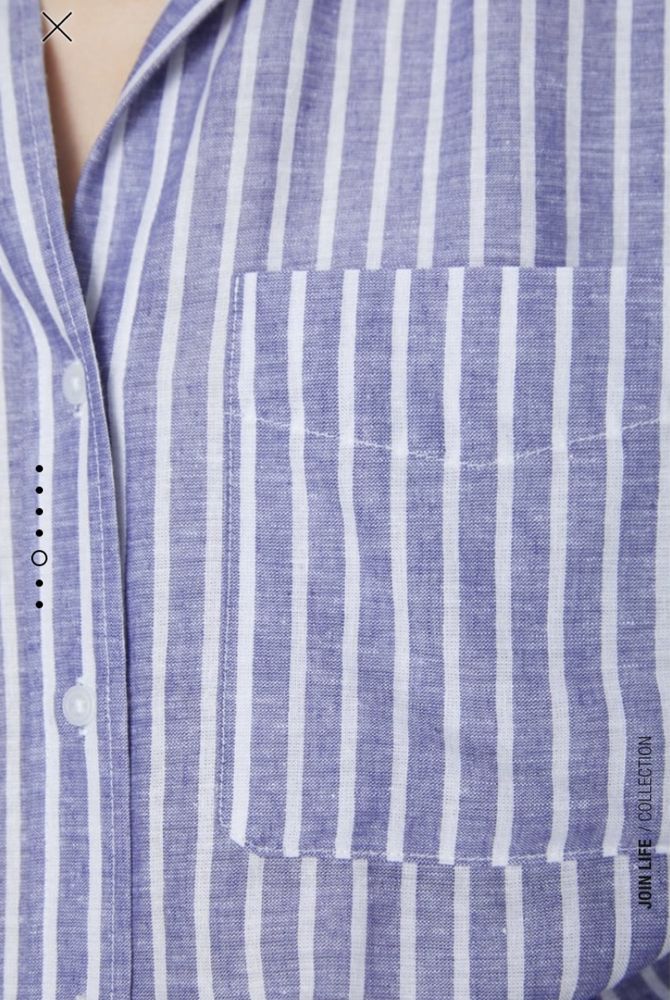 Сорочка лляна жіноча у смужку біла блакитна Zara