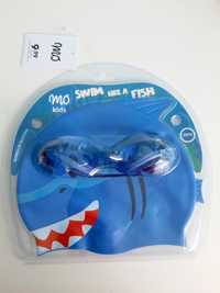 Kit de iniciação à natação: óculos e touca de silicone