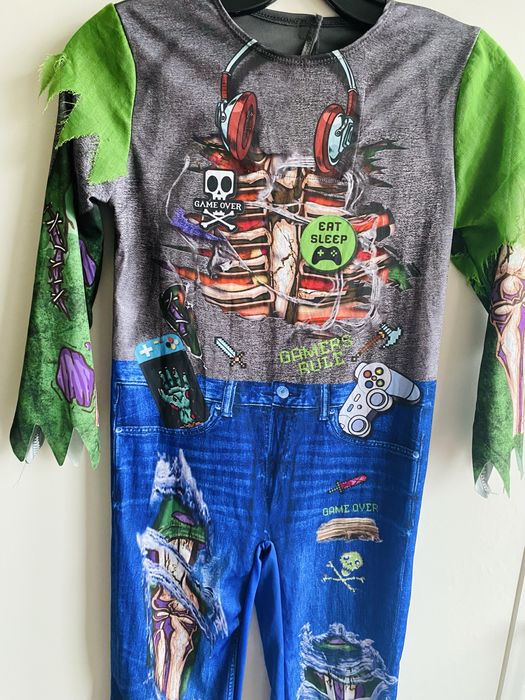 Strój kostium przebranie Gamer Zombie Halloween rozm 122-128