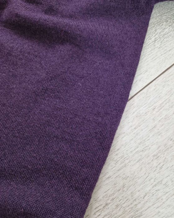 Lindbergh fioletowy wełniany sweter w serek 50% wełna merino XL