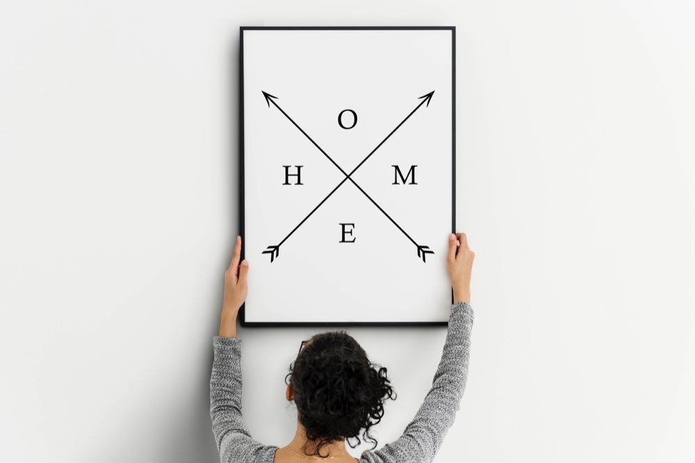 Plakat, grafika na ścianę skandynawski styl napis "HOME"